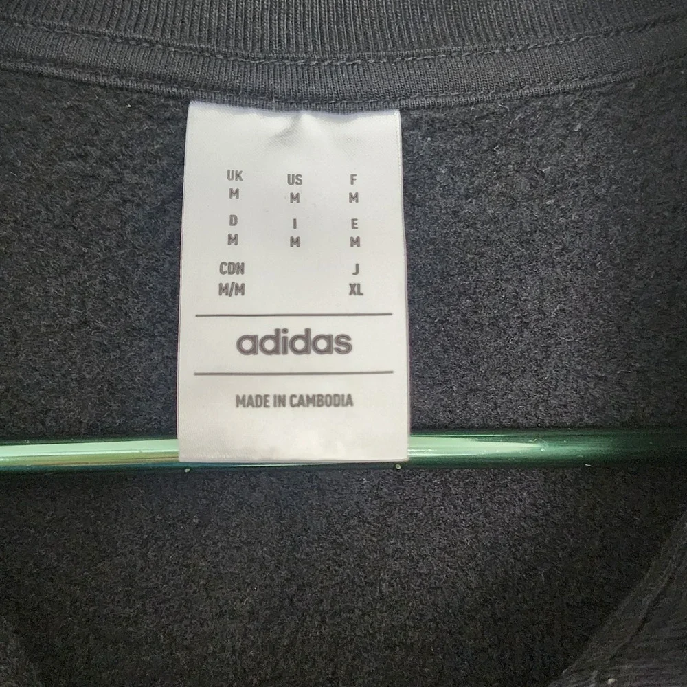 Adidas Mens Quarter Zip Sweatshirt Black White Stripes Fleece Pullover Medium